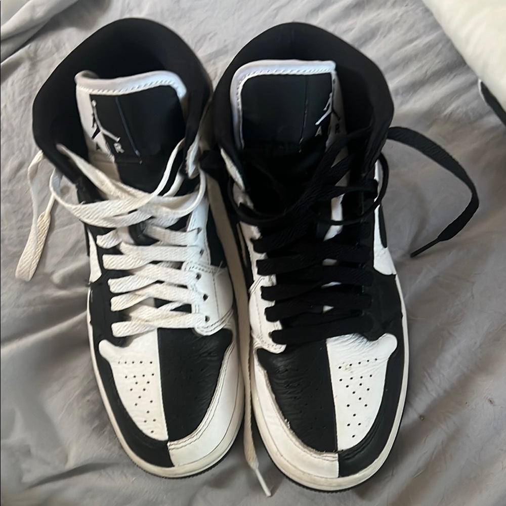 Stylish Black and White High-Top Sneakers